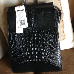 NWT croc embossed leather backpack